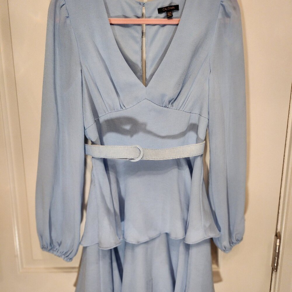 City Studios juniors' Belted Sky Blue Dress. New with Tags.